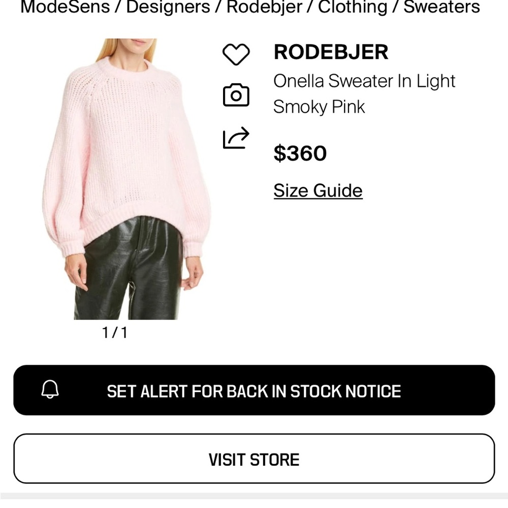 Rodebjer Onella Sweater in Light Pink Merino Wool Medium Cozy Knit Sweater - Picture 7 of 7